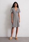 Marc O'Polo Print-Kleid flared, Damen, blau, Gr. 32, 100% Viskose
