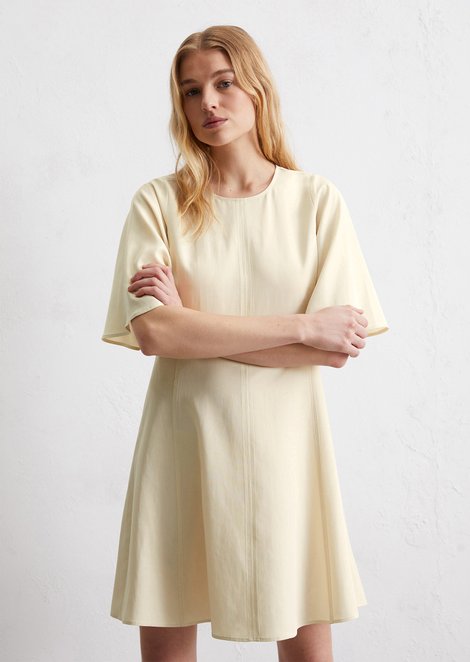 Marc O'Polo Ausgestelltes Minikleid, Damen, beige, Gr. 46, 90% Lyocell, 10% Leinen
