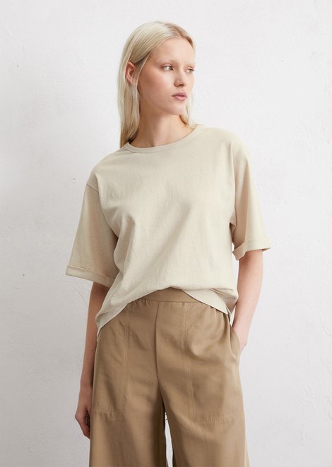 Marc O'Polo T-shirt oversized, Dames, beige, L, 70% Katoen, 30% Hennep