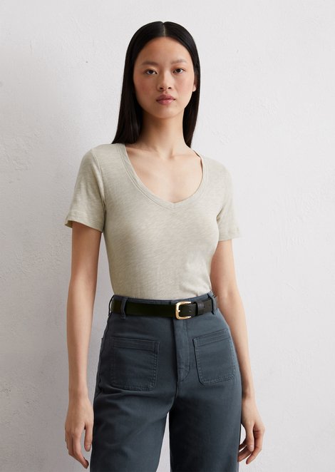 Marc O'Polo DfC T-Shirt regular, Dames, beige, L, 100% Katoen