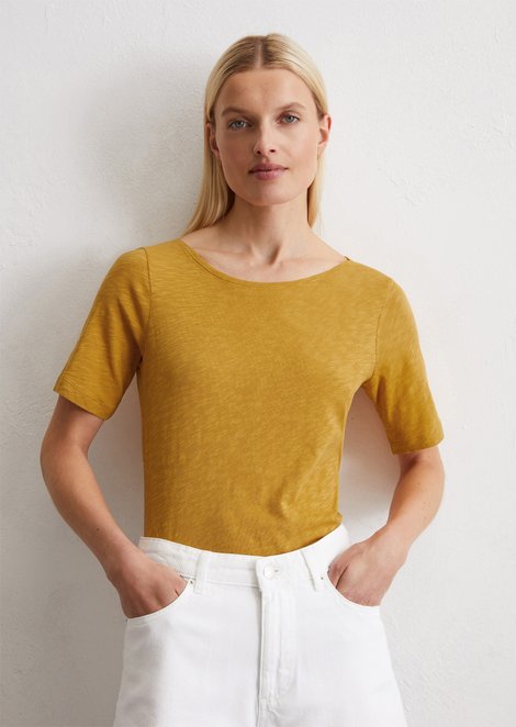 Marc O'Polo DfC T-Shirt regular, Dames, geel, S, 100% Katoen