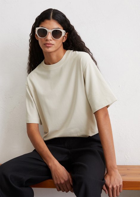 Marc O'Polo Relaxed T-shirt, Dames, grijs, Xl, 48% Modal, 48% Katoen, 4% Elasthaan