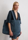Terrycloth shopper made from a soft cotton blend - blue