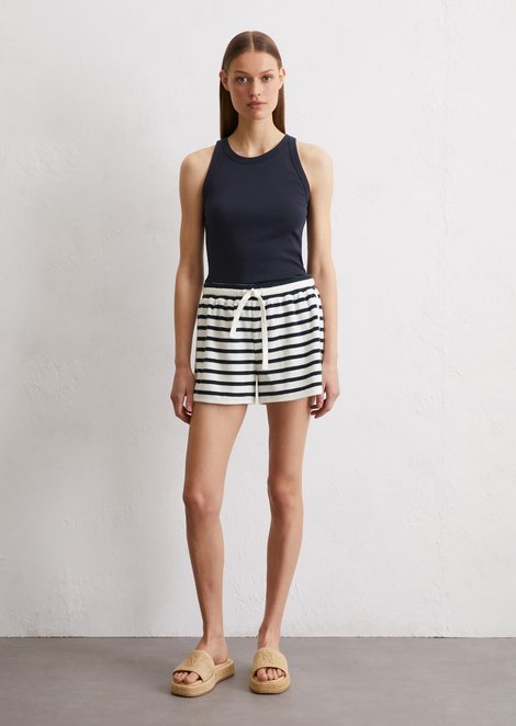 Marc O'Polo Gestreifte Frottee-Shorts regular, Damen, blau, Gr. xxs, 80% Baumwolle, 20% Polyester
