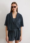 Marc O'Polo Frottee-Shirt relaxed, women, muted blü, Xxl, 80% Baumwolle, 20% Polyester