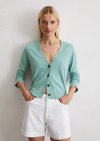 Marc O'Polo Feinstrick-Cardigan slim, Damen, grün, Gr. l, 90% Baumwolle, 10% Leinen