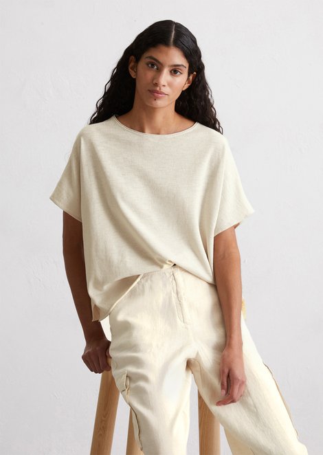 Marc O'Polo Oversized fijn gebreid T-shirt, Dames, grijs, Xs, 90% Katoen, 10% Linnen
