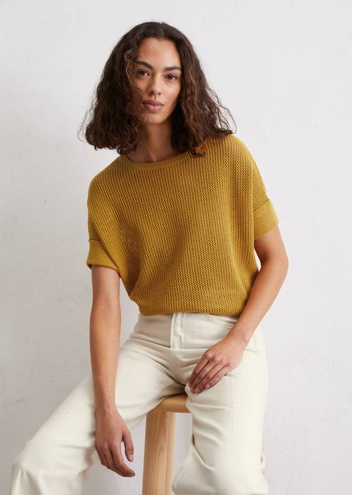 Oversize Pulli Oversize Pullover Gelb Gelb Strickpullover Kurzarm