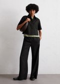 Short sleeve blouse boxy made from Naia™ twill - black