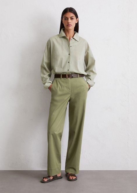 Marc O'Polo Chino model Lande breed, Dames, groen, 32, 97% Katoen, 3% Elasthaan