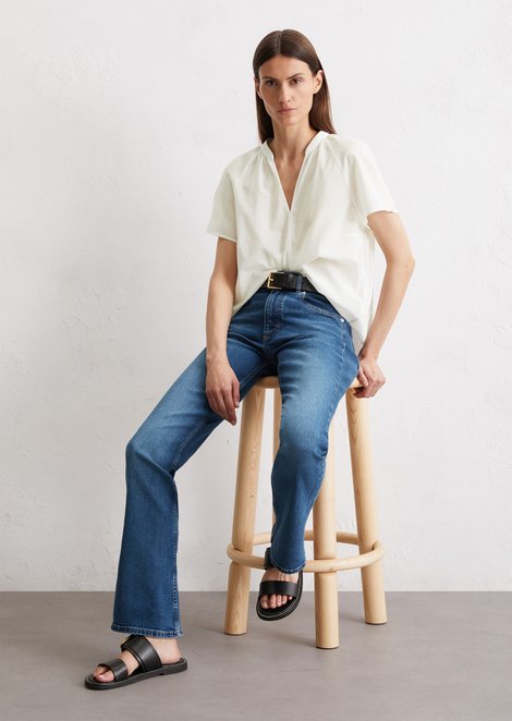 Marc O'Polo Regular blouse shirt, Dames, wit, 44, 100% Katoen
