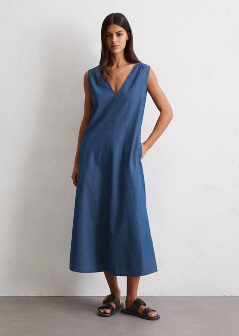 Marc O'Polo Mouwloze denim jurk uitlopend, Dames, blauw, 36, 82% Katoen, 18% Lyocell