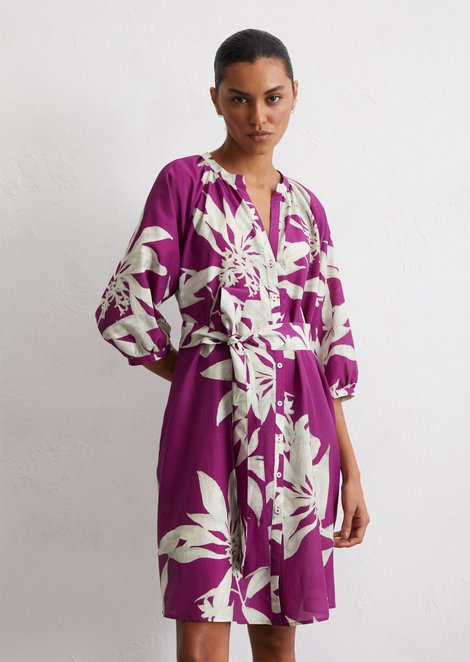 Marc O'Polo Relaxte korte jurk met print, Dames, paars, 34, 54% Katoen, 46% Viscose