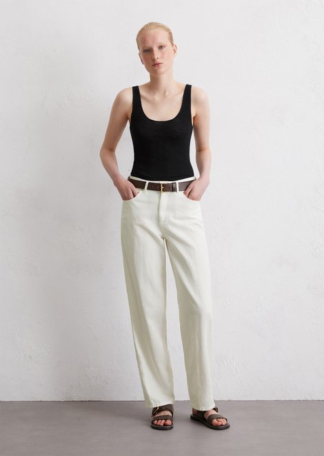Marc O'Polo Jeans relaxed enkellengte, Dames, wit, 25/32, 71% Katoen, 29% Linnen