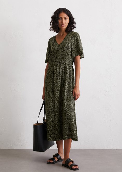 Marc O'Polo Jurk met elastiek in uitlopende taille, Dames, zwart, 40, 100% Viscose