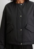 Collarless jacket regular made from recycled polyester twill