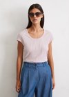 Marc O'Polo Pointelle T-shirt slim, Dames, paars, Xs, 50% Modal, 50% Katoen