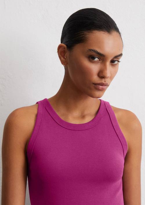 Débardeur regular en jersey de coton organique rib lilas Hauts