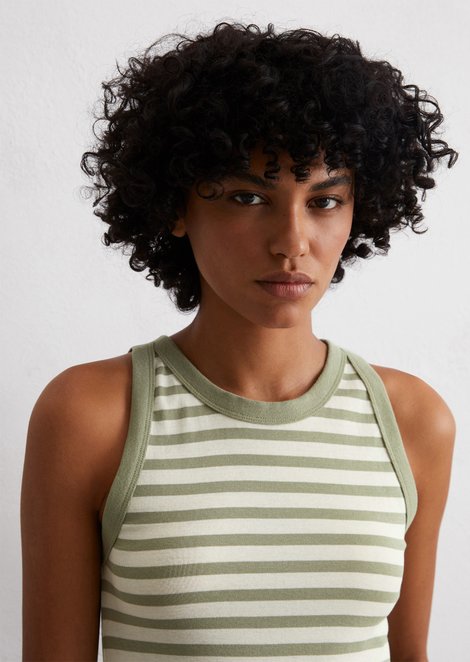 Marc O'Polo Streifen-Tanktop slim, Damen, grün, Gr. s, 100% Baumwolle