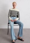 Marc O'Polo Gestreepte longsleeve regular, Dames, zwart, L, 100% Katoen