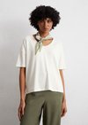 Marc O'Polo V-Neck-T-Shirt loose, Women, weiss cotton, Xxs, 66% Lyocell, 32% Baumwolle, 2% Elasthan