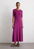 Long jersey dress flared with TENCEL™ Lyocell - violet