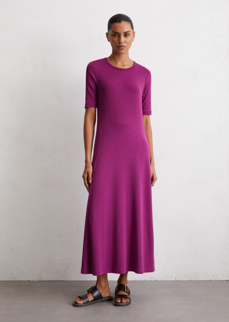 Marc O'Polo Lange jersey jurk uitlopend, Dames, paars, S, 66% Lyocell, 32% Katoen, 2% Elasthaan