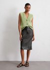 Marc O'Polo Fuzzy-Knit-Weste regular, Damen, grün, Gr. m, 100% Baumwolle
