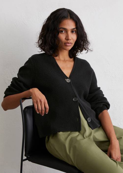 V-neck cardigan relaxed made from heavyweight organic cotton