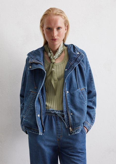 Marc O'Polo Jeansjacke im Cape-Stil relaxed, Damen, blau, Gr. s, 76% Lyocell, 24% Baumwolle