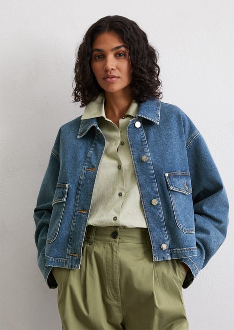 Marc O'Polo Jeansjacke relaxed, Damen, blau, Gr. s, 79% Baumwolle, 20% Viskose, 1% Elasthan