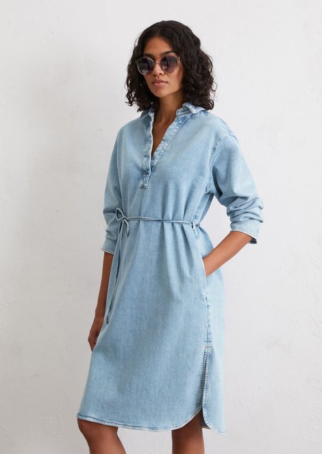 Marc O'Polo Relaxte denim jurk, Dames, blauw, L, 92% Katoen, 6% Elastomeer, 2% Elasthaan