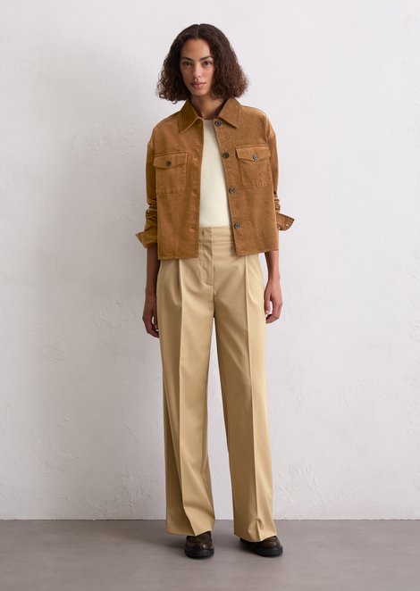 Marc O'Polo Broek met wijde pijpen, Dames, beige, 42, 59% Polyester, 21% Ruw wol, 18% Viscose, 2% Elasthaan