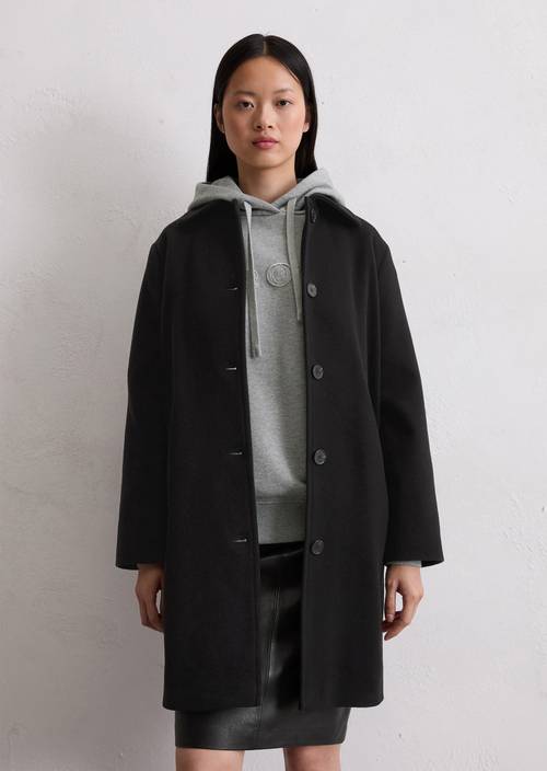 Kombinieren Schwarzer Mantel Damen Winter Schwarzer Kurzmantel