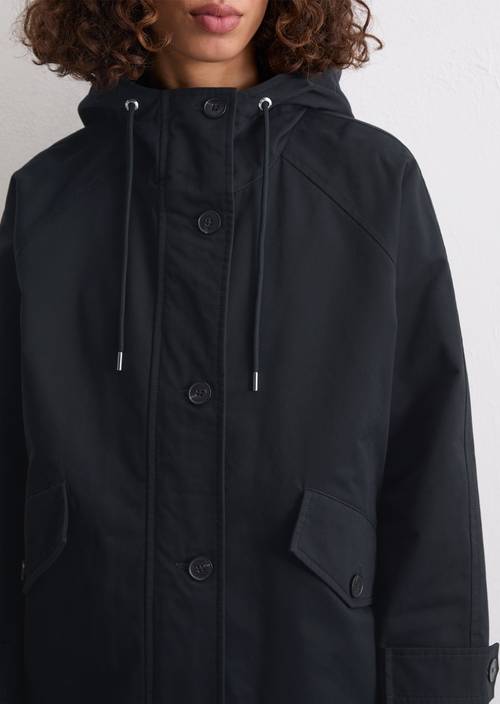 Parka im Cape-Stil relaxed aus gepeachtem Baumwoll-Twill blau