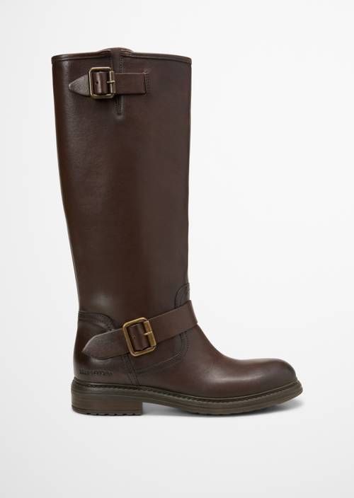 Long-shaft boots dark brown right shoe outer view