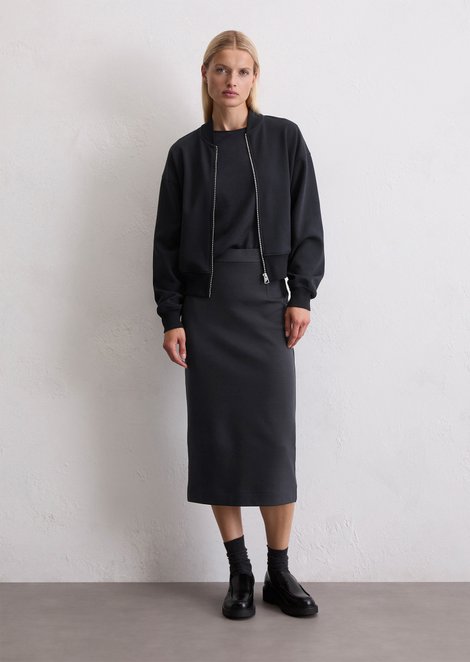 Marc O'Polo Jersey rok regular, Dames, blauw, 36, 78% Katoen, 18% Polyester, 4% Elasthaan