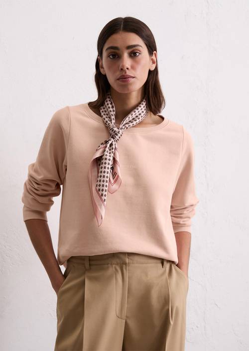 Relaxed sweatshirt with peached surface rose Crew neck sweater