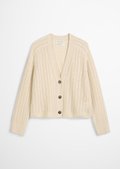 Cardigan en laine et cachemire côtelé, beige | Max Mara Cardigan en laine et cachemire côtelé, beige | Max Mara