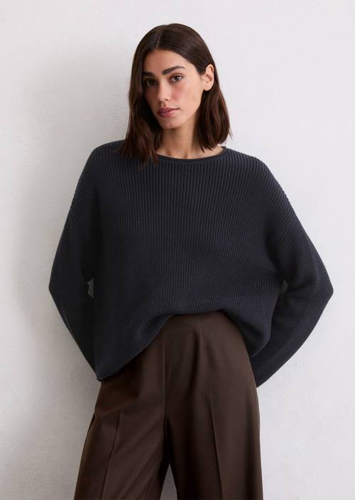 DfC-Strickpullover oversize aus Heavy-Weight-Organic-Cotton blau