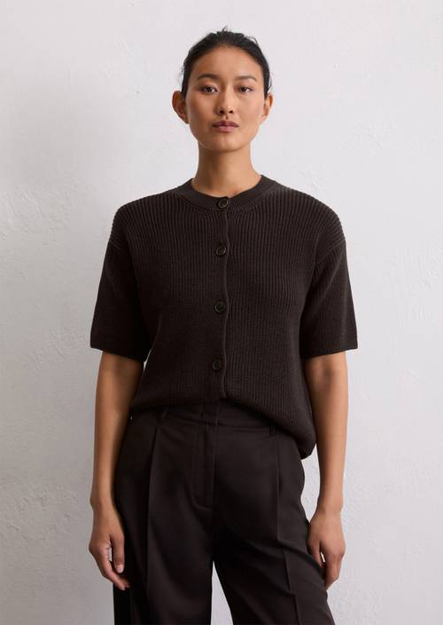 Short sleeve cardigan loose made from heavy weight cotton