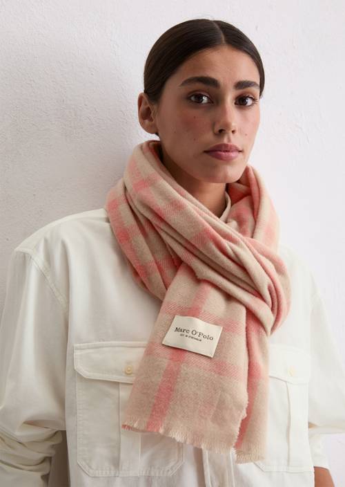 Sciarpa di lana a quadri con frange corte multicolore Sciarpe