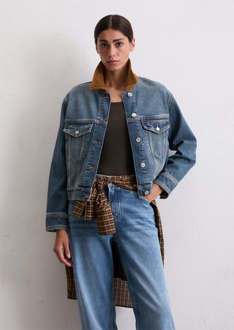 Marc O'Polo Jeansjacke im Barn-Stil relaxed, Damen, blau, Gr. s, 79% Baumwolle, 20% Viskose, 1% Elasthan