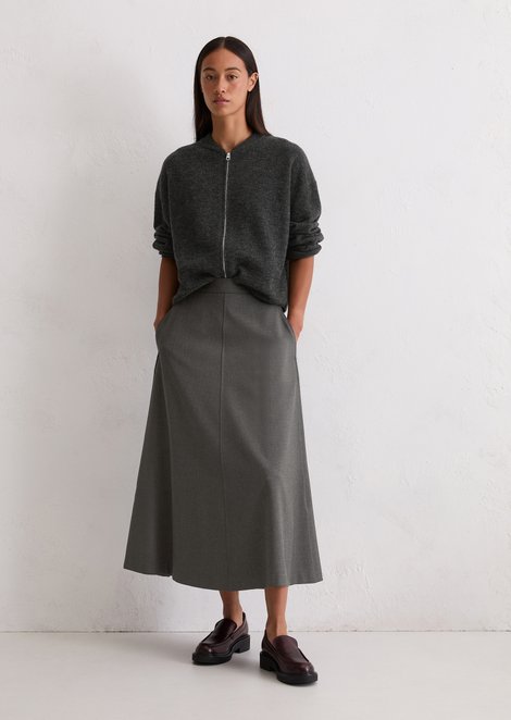 Marc O'Polo Ausgestellter Rock, Damen, grau, Gr. 38, 63% Polyester, 34% Viskose, 3% Elasthan