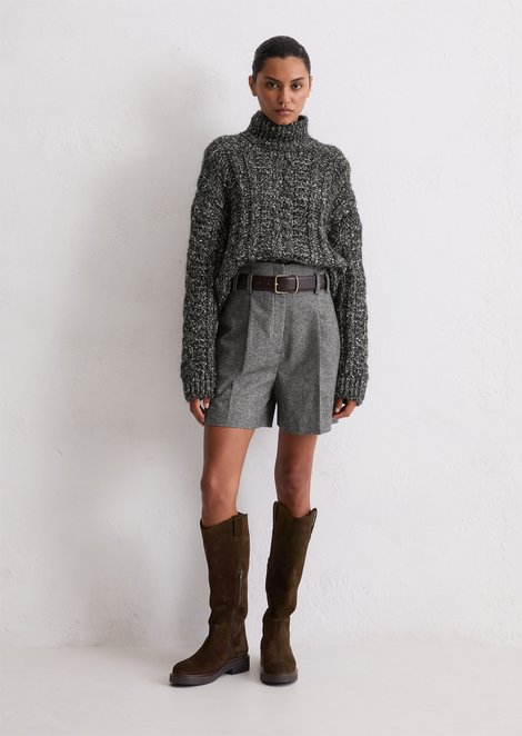 Marc O'Polo Tweed-Shorts regular, Damen, grau, Gr. 32, 60% Wolle, 35% Polyester, 5% Polyamid