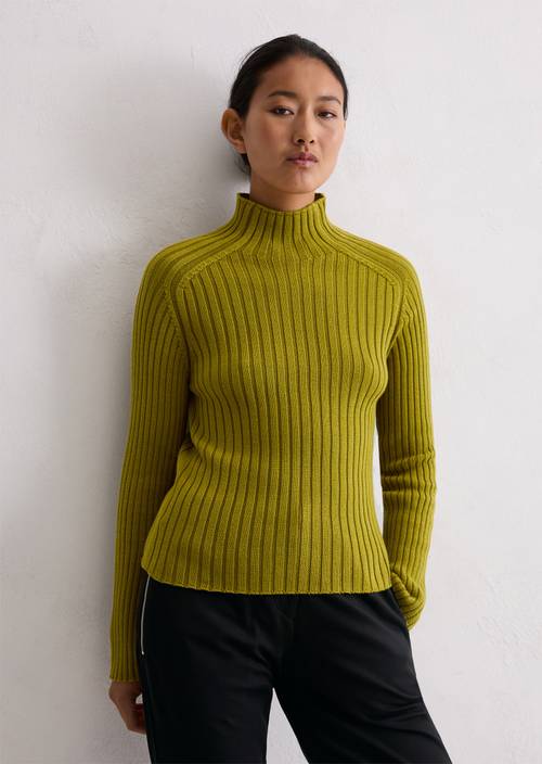 Maglione dolcevita slim in cotone pesante verde Pullover con