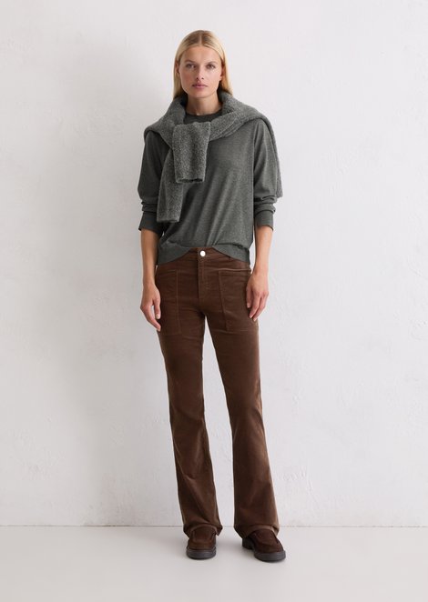 Marc O'Polo Fluwelen broek model Kiruna uitlopend, Dames, bruin, 32/34, 98% Katoen, 2% Leer