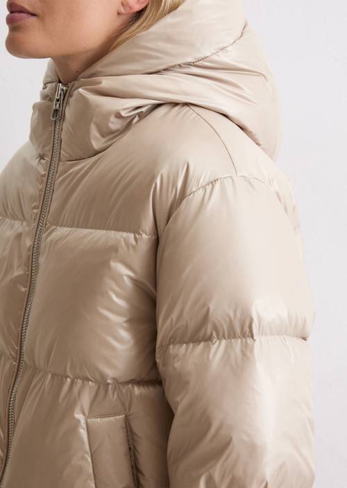 Shiny puffer down jacket relaxed made from shiny nylon gray