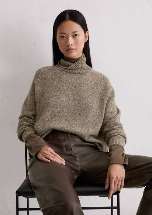 Tweed-Pullover regular aus Schurwolle-Mix
