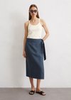 Marc O'Polo Ausgestellter Leinen-Wickelrock, Women, muted blü, 34, 100% Leinen